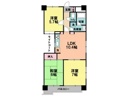 ロイヤルプラザ北小金(3LDK/3階)の間取り写真