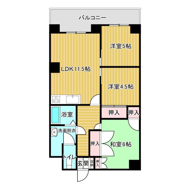 レジデンス西岡(3LDK/3階)の間取り写真