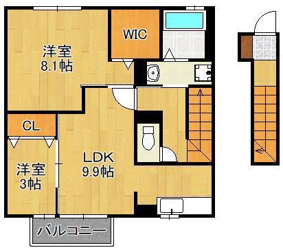 エスペランサ中曽根(2DK/2階)の間取り写真