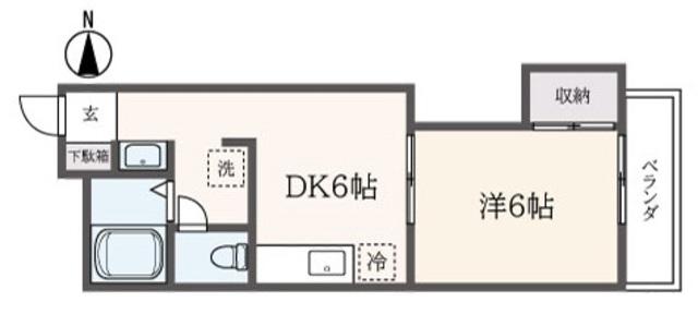 天神ハイツ(1DK/2階)の間取り写真