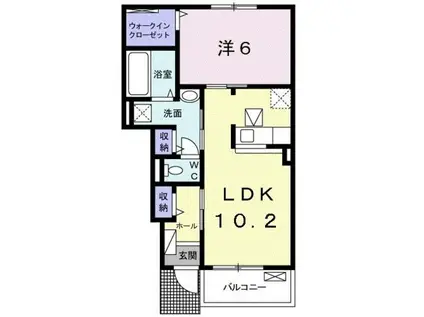 カーサ デ ベラーノI(1LDK/1階)の間取り写真