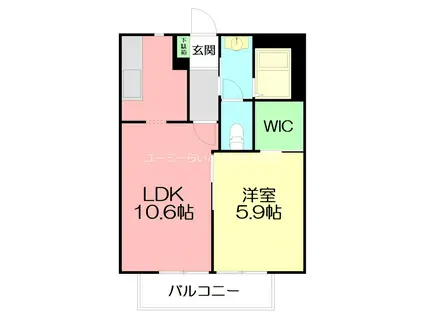 BELLE FLEUVE(1LDK/2階)の間取り写真
