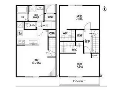 リーブルファイン曲利II(2LDK/1階)の間取り写真