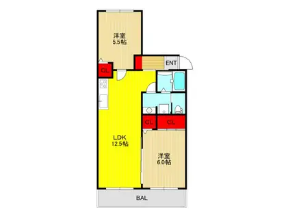 戸田ステーツ(2LDK/2階)の間取り写真