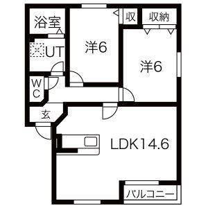 パークメゾン曽根II(2LDK/2階)の間取り写真