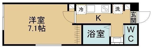 メゾンシュシュ桜ケ丘(1K/1階)の間取り写真