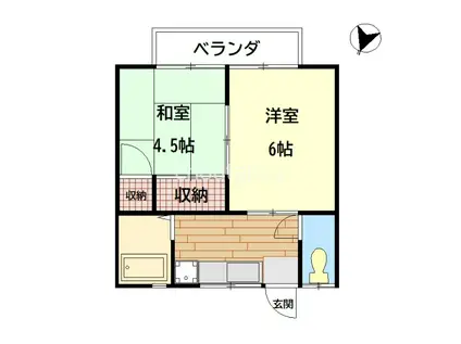 サンハウス松本C(2K/1階)の間取り写真