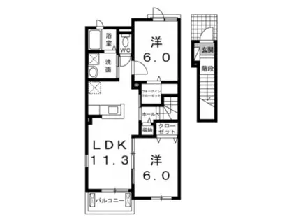 レーヴなごみB(2LDK/2階)の間取り写真