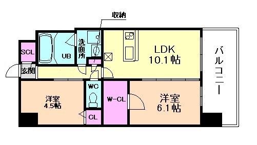 スプランディッド梅田グランノース(2LDK/11階)の間取り写真