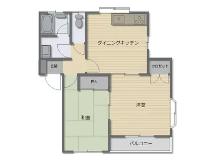 サンハイツ剣城A(2DK/1階)の間取り写真