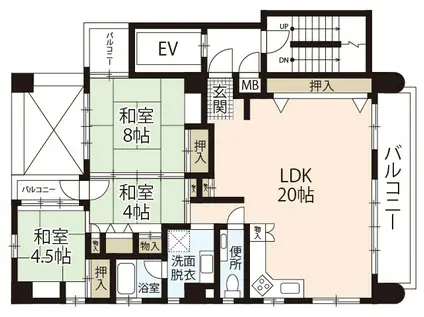 藤グリーンマンション(3LDK/6階)の間取り写真