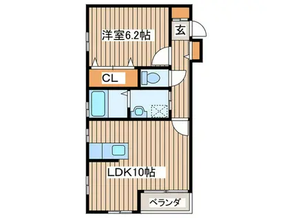 クレール南小泉(1LDK/1階)の間取り写真