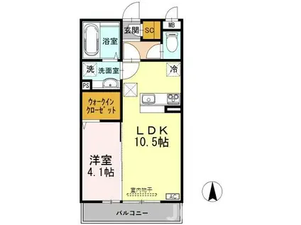 グランコンフォート B(1LDK/1階)の間取り写真