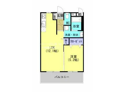 SUN TERRACE(1LDK/3階)の間取り写真