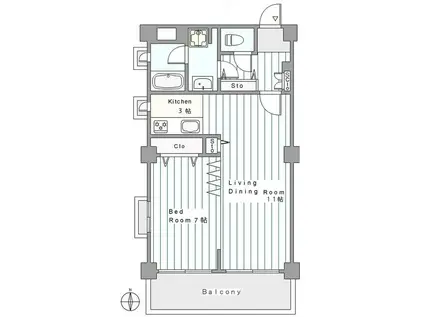 ヴィラ東邦(1LDK/4階)の間取り写真