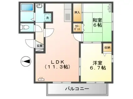 ファミーユ S・K(2LDK/2階)の間取り写真