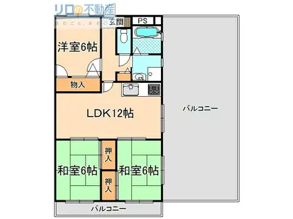 みずほマンション(3LDK/5階)の間取り写真