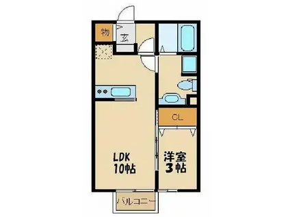 オークヒルズ壱番館(1LDK/1階)の間取り写真