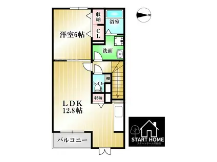 ポルト・ボヌールM I(1LDK/2階)の間取り写真