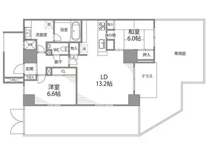 GALICIA GRANDE 江戸川橋(2LDK/1階)の間取り写真