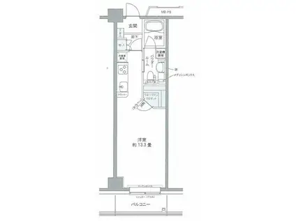 プライムアーバン豊洲(ワンルーム/3階)の間取り写真