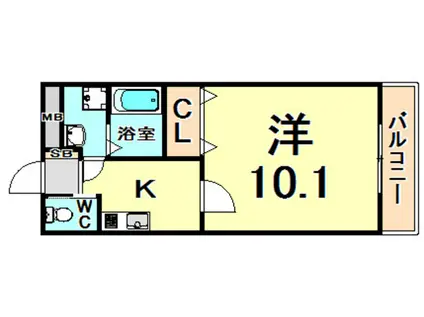 SHIKOKU VIII(1K/3階)の間取り写真