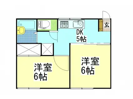ファミール鹿田(2DK/1階)の間取り写真