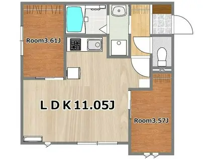 HARBOR TOWN(2LDK/1階)の間取り写真