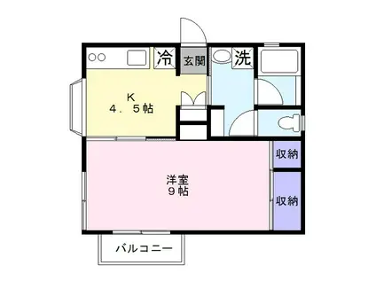 ラ・ヴェルズ(1DK/2階)の間取り写真