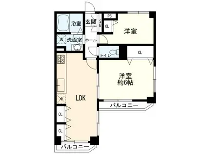 鷺沼ガーデンヒルズ(2LDK/5階)の間取り写真