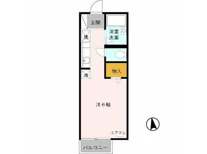 シティパル大宮A棟(ワンルーム/2階)の間取り写真