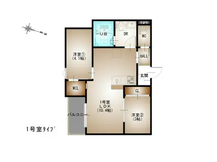 REGALEST-F 矢野東II(2LDK/1階)の間取り写真