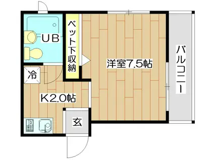 ヒットイン(1K/2階)の間取り写真