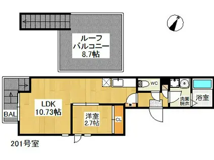 GRANDTIC AK大橋(1LDK/2階)の間取り写真