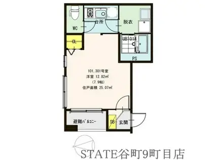 コンフォートハウスMIO(1K/1階)の間取り写真