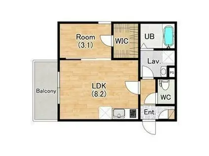 ジーメゾン八尾セレニテ(1LDK/1階)の間取り写真