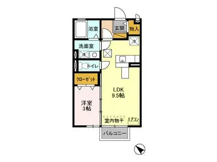 シャルムプランタンA(1LDK/1階)の間取り写真