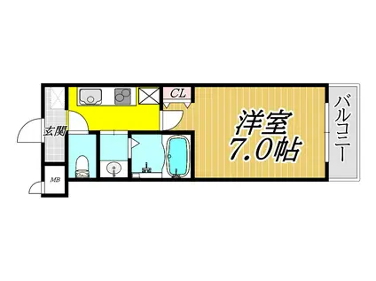 ROOST武庫之荘(1K/2階)の間取り写真
