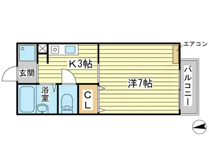 ラフィーネ赤穂 弐番館(1K/1階)の間取り写真