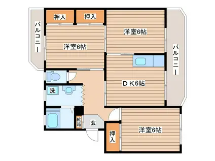 コーポあいはら(3DK/2階)の間取り写真