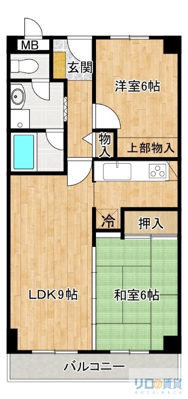 ロイヤルメゾン宝塚南(2LDK/4階)の間取り写真