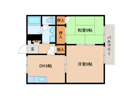 フレグランスII(2DK/2階)の間取り写真