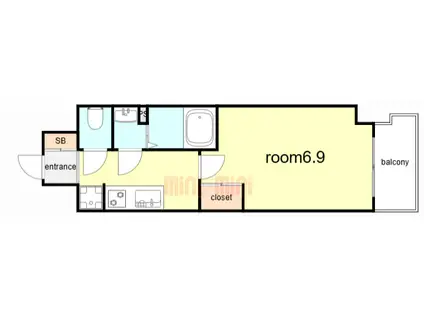 GENOVIA神戸湊川公園(1K/14階)の間取り写真