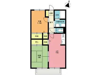 プログレス(2LDK/1階)の間取り写真