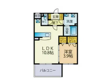グランドゥール(1LDK/3階)の間取り写真