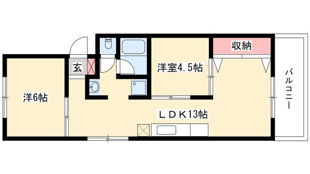 山田ハイツ(2LDK/3階)の間取り写真