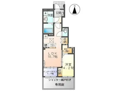 今伊勢町宮後字芝野アパート(1LDK/1階)の間取り写真