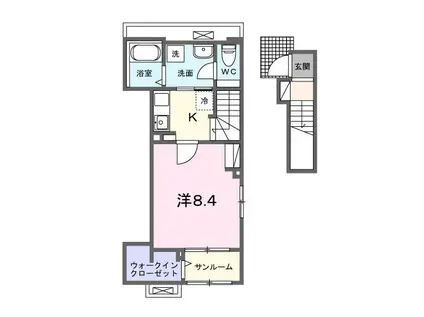 平川東垣外アパート(1K/2階)の間取り写真