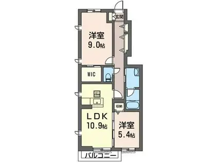 ルミエール八幡(2LDK/1階)の間取り写真