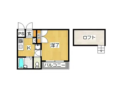 ファルーシュ24(1K/4階)の間取り写真